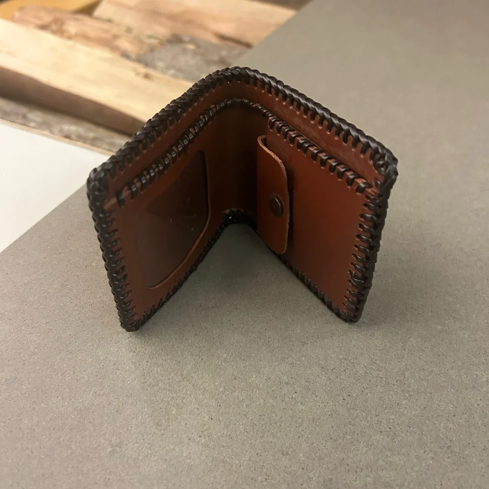 Wallet Handcrafted Leather Card Holder with Fish Design-no flaws